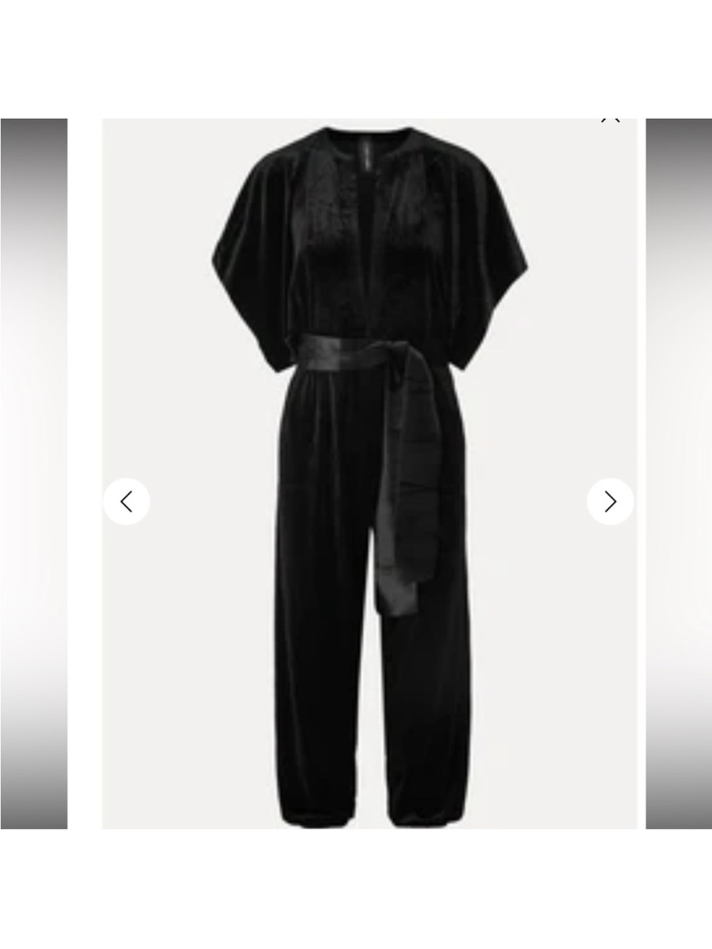 Norma Kamali Black Velvet Belted Jumpsuit